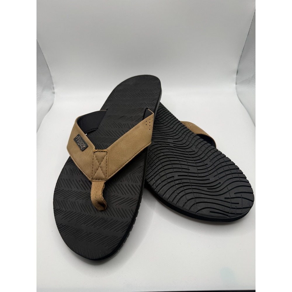 Flojos Fiji Mens Size 13 Sandals Brown Gum Black Slip-On Open Toe Flip Flop